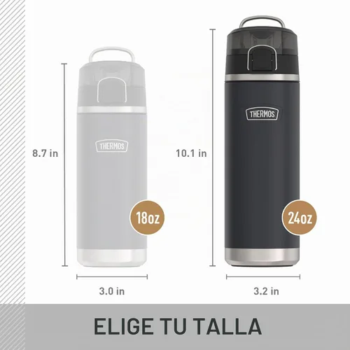 Vista 5 de THERMOS ICON SERIES, botella de agua de acero inoxidable con boquilla, 24 onzas, color verde alpino, botella de agua aislada al vacío con tapa