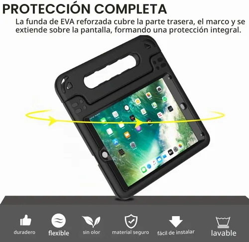 Vista 6 de AVAWO funda para iPad 9.7" 2017, para niños., Negro