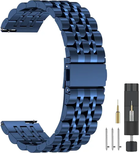 Vista 13 de ZPJPPLX 20mm 22mm Quick Release Metal Watch Band for Garmin Samsung Amazfit Negro