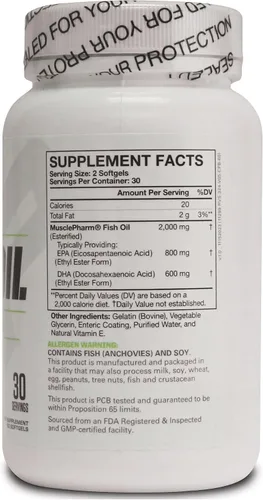 Vista 2 de MusclePharm Essentials - Aceite de pescado Elite Omega 3, apoya las articulaciones, el rendimiento muscular y la recuperación, salud cerebral