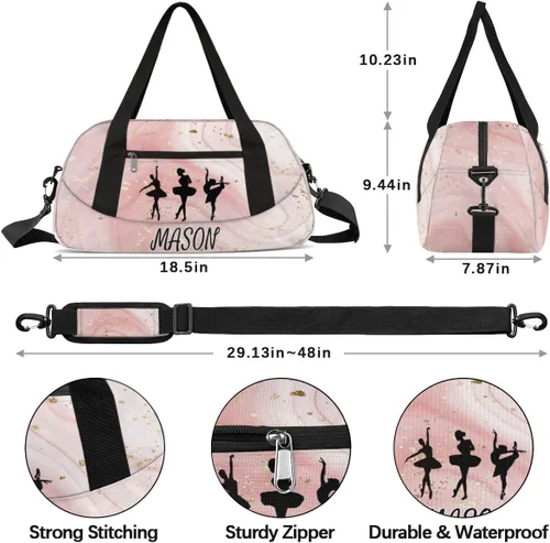 Vista 3 de Bolsas de baile personalizadas para niñas, bolsa de lona para gimnasio, impermeable, ajustable, bolsa de viaje, Sytle 2