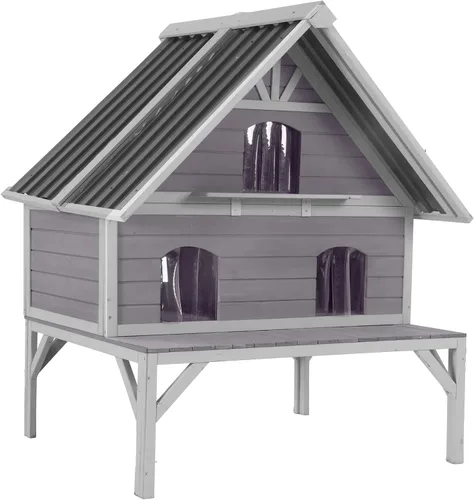 Vista 8 de GUTINNEEN Casa climatizada para gatos al aire libre para exteriores, resistente a la intemperie, aislada, refugio para gatos para invierno