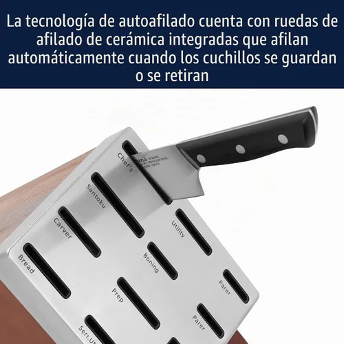 Vista 4 de HENCKELS Dynamic Razor-Sharp - Juego de cuchillos de 20 piezas, cuchillo de chef, cuchillo de pan, cuchillo de carne, diseño alemán informado por