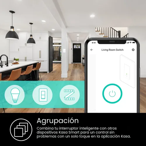 Vista 6 de Kasa Smart Kit de interruptor de 3 vías HS210, necesita cable neutro, interruptor de luz Wi-Fi de 2,4 GHz funciona con Alexa y Google Home, Blanco