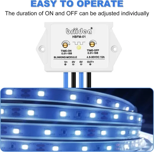 Vista 3 de Briidea Módulo de Parpadeo Intermitente de 10 Amperios DC 4.5-30V Adecuado para Varias Lámparas de Advertencia, Impermeable