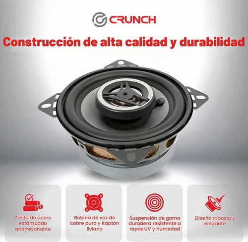 Vista 3 de Crunch CS4CX - Altavoces coaxiales de rango completo para automóvil, de 4 pulgadas, color negro