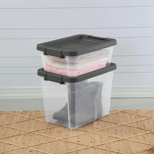 Vista 9 de Sterilite - Caja apilable modular con tapa de cierre, 16 cuartos de galón, paquete de 6 Contenedores de almacenamiento de plástico transparente