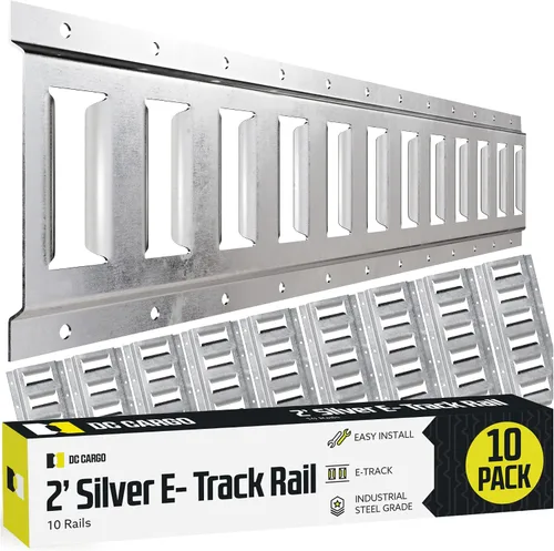 Vista 8 de DC Cargo - Kit de rieles de amarre E Track de 2' (paquete de 10) para garajes, furgonetas, remolques, amarres de motocicleta, montajes de ATV