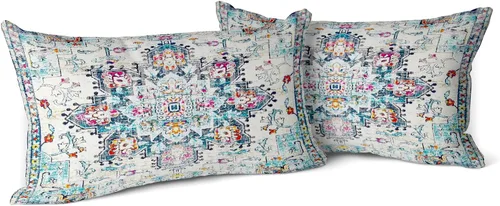Vista 27 de Snycler Fundas de almohada boho 16x16 pulgadas juego de 2, almohadas de estilo boho para sofá en azul marino, rojo, geométrico, floral, decorativas