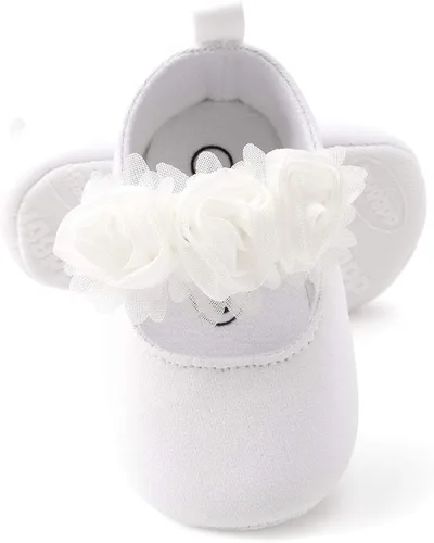 Vista 3 de ENERCAKE Zapatos de bebé para niña, suela suave, floral, recién nacido, Mary Jane, zapatos planos para bautizo, zapatos