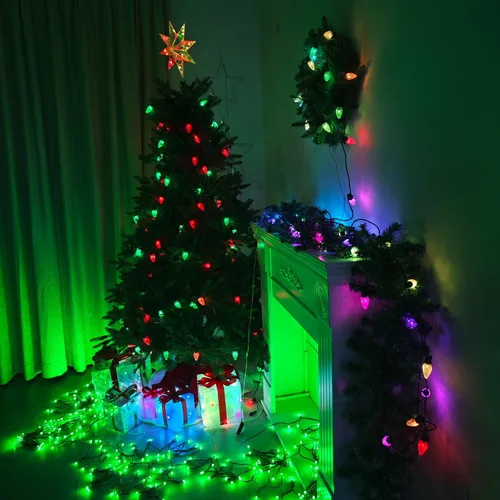 Vista 8 de Luces de Navidad Inteligentes C9 para Exteriores, 134 Pies 150 Luces LED C9 en Cadena Control por Aplicación, 105 Modos de Luz, Impermeables