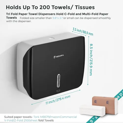Vista 3 de Dispensador de toallas de papel para montaje en pared, dispensador de toallas de papel multipliegue adhesivo sin taladrar para baños de caravanas