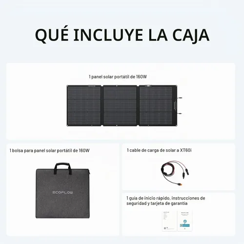 Vista 8 de EF ECOFLOW Panel solar portátil de 160 vatios para centrales eléctricas, panel solar plegable con eficiencia de conversión alta del 25% con soporte
