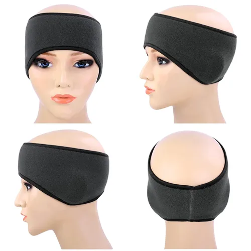 Vista 4 de URATOT 4 diademas calentadoras de orejas de invierno para hombres y mujeres, diademas de fitness al aire libre (negro + gris, gris + negro)