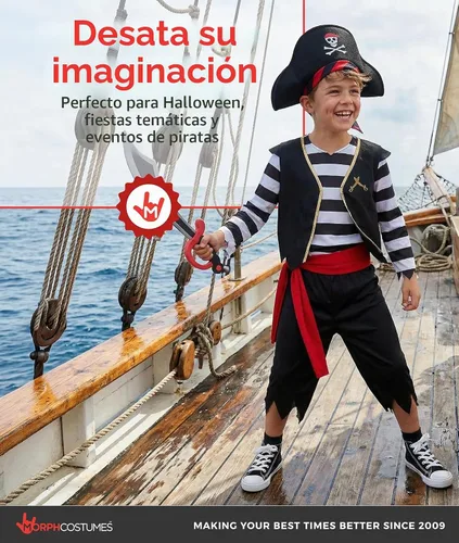 Vista 5 de Morph, Disfraz de pirata para niños, disfraces de Halloween para niños Negro