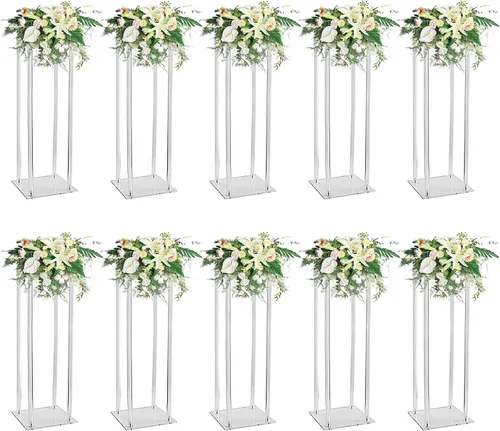 Vista 7 de 10 jarrones acrílicos transparentes para centros de mesa de boda, soporte de flores de 15.75 pulgadas de alto, jarrones de mesa de compromiso