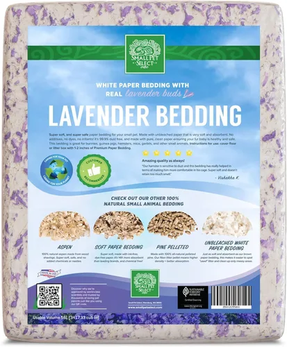 Vista 2 de Small Pet Select - Ropa de cama de papel blanco con lavanda natural real. Para conejos, conejillos de indias y otros animales pequeños, 56 L
