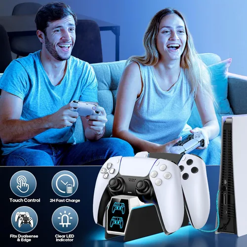 Vista 6 de Controller Charger Station Compatible with Play 5 Faceplates Edge & Dual Controller, 9 Lightings P 5 Accessories Charging Station, P 5 Dock Stand