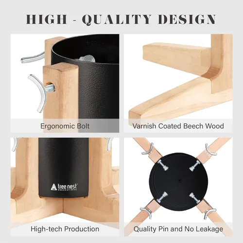Vista 4 de Tree Nest Base de soporte para árbol de Navidad para árbol real de hasta 7 pies, soporte plateado para árbol de Navidad, estable para decoración