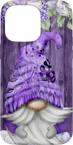 Vista 21 de Cute Purple Aesthetic Anemones Flower Pattern Lavender Gnome Case for iPhone 17