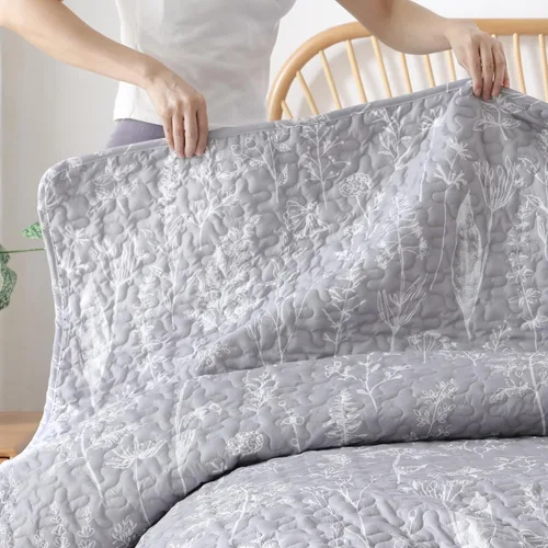 Vista 7 de JANZAA Juego de colcha tamaño Queen de 3 piezas con patrón floral, de microfibra ligera, ropa de cama reversible, 1 colcha y 2 fundas de almohada