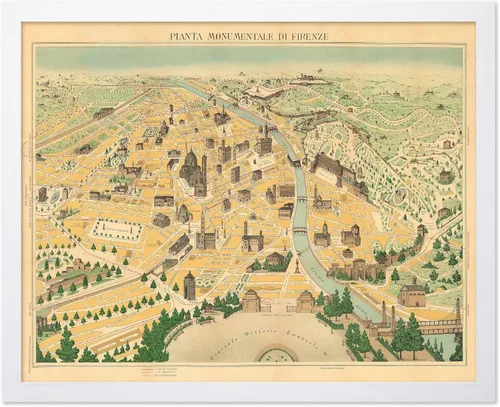Vista 18 de Poster Master Póster retro de viaje con mapa monumental vintage de Florencia, arte italiano, gran regalo para hombres, mujeres, amantes