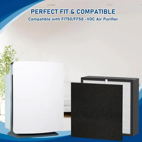 Vista 4 de Silver Carbon FIT50 - Filtro HEPA de repuesto, compatible con purificador de aire BreatheSmart FF50, FIT50, FF50-VOC, paquete de 2