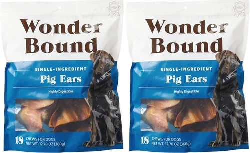 Vista 7 de Amazon Brand – Wonder Bound - Golosinas de orejas enteras de cerdo para perros, cerdo, 6 onzas, 6 unidades (paquete de 1)