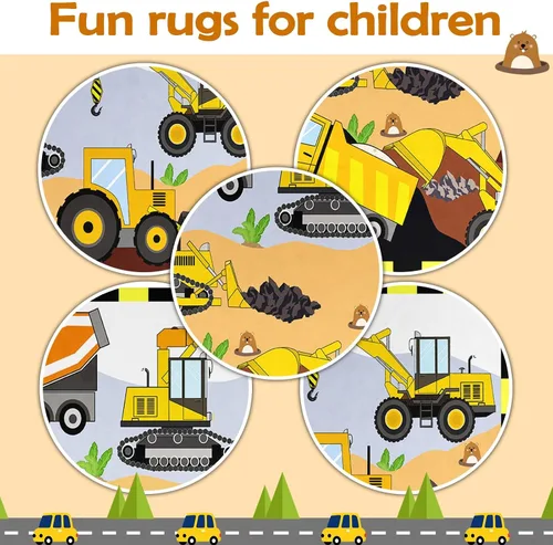 Vista 5 de Alfombras de construcción para habitación de niños de 2 x 3 pies, alfombra de juego para autos y camiones, alfombra de coche para niños, alfombra