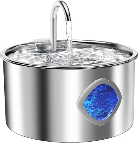 Vista 7 de Fuente de agua para gatos de acero inoxidable: fuente para gatos de 108 oz/3.2 L para beber - Fuentes de agua para mascotas para gatos en interiores