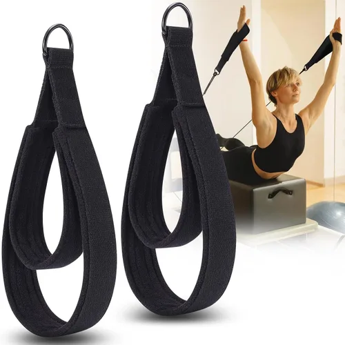 Vista 9 de TOBWOLF 2PCS Pilates Straps for Reformer, Double Loop D Ring Foot Hand