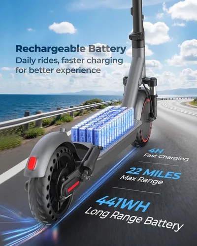 Vista 3 de Joyhis Patinete eléctrico para adultos – 19/22 MPH y rango de 15/22 millas, neumáticos sólidos de 8.5 pulgadas/10 pulgadas plegable E-Scooter