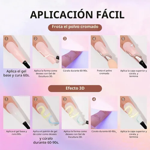 Vista 7 de Kit de gel de uñas 3D de 15g (0.53 onzas) y polvo cromado, gel esculpidor pegamento de arte de uñas para diseños artísticos DIY tallado moldeado Gel