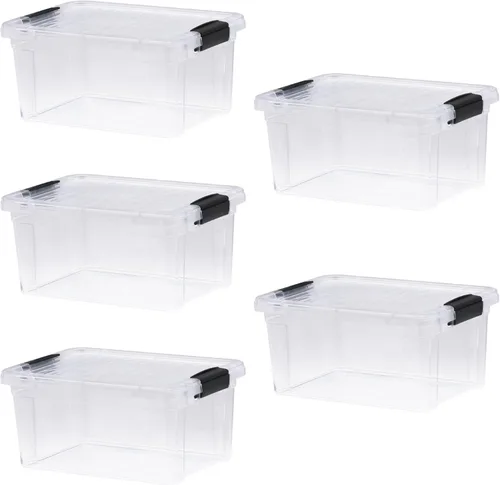 Vista 37 de Superio - Contenedores de almacenamiento de plástico transparente de 1.27 cuartos de galón con tapas, contenedores organizadores apilables, cajas