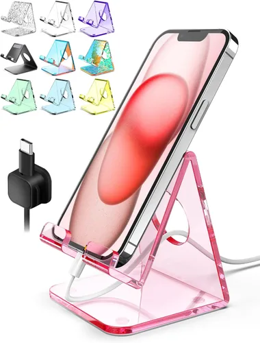 Vista 12 de Soporte acrílico para teléfono celular, soporte para teléfono Transparente
