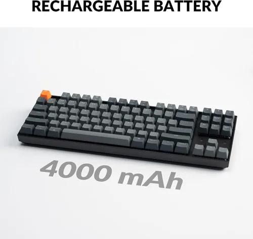 Vista 3 de Keychron Teclado mecánico inalámbrico K8, diseño sin llave, 87 teclas, multitarea, Bluetooth/con cable RGB retroiluminado con interruptor azul