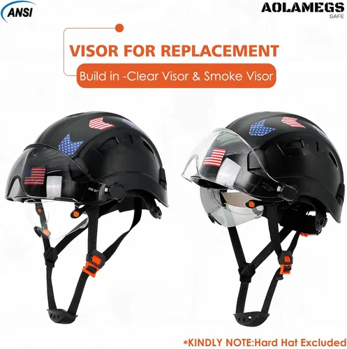 Vista 12 de Anteojos de seguridad ANSI Z87, accesorios de visera de casco duro de construcción OSHA, protector de ojos transparente y tintado integrado