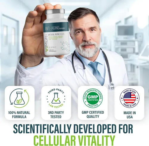 Vista 7 de vimulti Suplemento de aminoácidos naturales antienvejecimiento para mayor longevidad – Apoya la salud inmunológica, aumento de energía, tono de piel