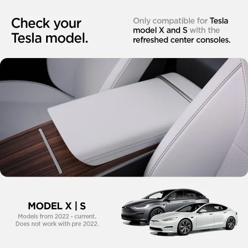 Vista 2 de Spigen Bandeja Organizadora de Consola Diseñada para Tesla Model X & S 2025/2024/2023 (Edición Carbono)