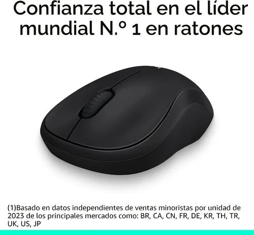 Vista 2 de Logitech Ratón inalámbrico ambidiestro compacto M185 con empuñaduras de Negro