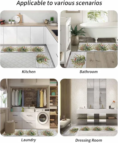Vista 6 de Tapete de baño de Navidad para bañera, antideslizante, de secado rápido y absorbente, tierra de diatomeas, fregadero, dormitorio, cocina, lavable