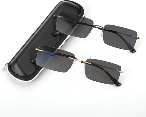Vista 9 de SKYOAK Paquete de 2 Gafas de Lectura Ejecutivas Progresivas Multifoco Sin Marco para Hombres, Lectores de Computadora Sin Montura de Metal