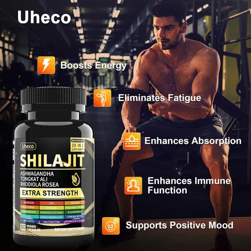 Vista 5 de Suplemento de Shilajit con Musgo Marino, Ashwagandha, Tongkat Ali - Cápsulas de Shilajit Puro del Himalaya de Ácido Fúlvico Orgánico - 90
