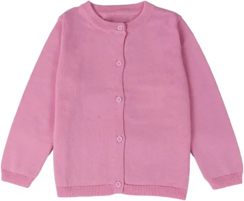 Vista 10 de GSVIBK - Suéter tipo cárdigan de manga larga de algodón para niños, con botones, suéter de cuello redondo para niñas, suéter para uniforme Negro