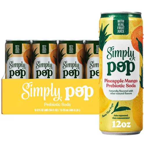 Vista 10 de Simply POP Soda Prebiótica Ponche Cítrico en Latas, 12 fl oz, Paquete de 12