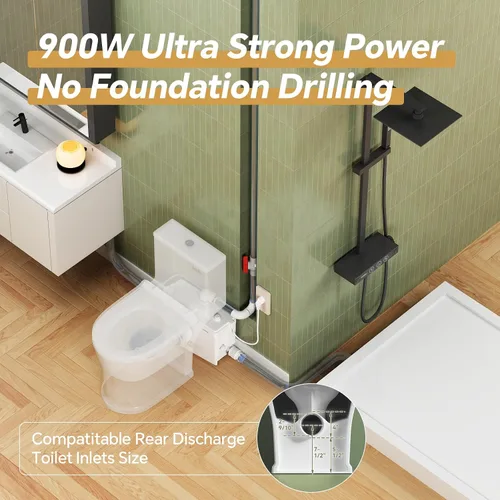 Vista 6 de 900PRO Macerator Pump – 39.3ft Head Lift Sewage Grinder Pump for Upflush
