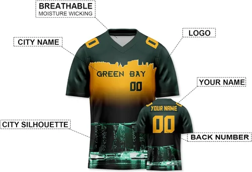 Vista 2 de Camiseta de fútbol personalizada personalizada con diseño de ciudad de fútbol, horizonte nocturno, moda para fanáticos del fútbol, regalos