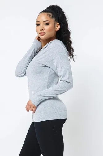 Vista 3 de Chaqueta con capucha para mujer, ajustada, ligera, con capucha, casual, con cremallera, manga larga, para entrenamiento