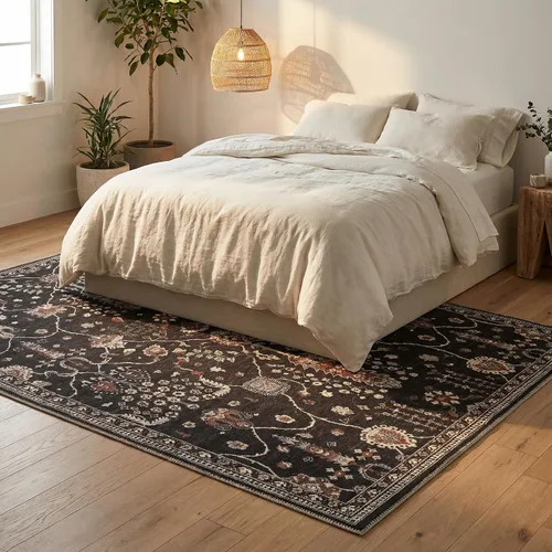 Vista 161 de GLN Rugs Traditional Collection - Alfombra de felpilla lavable a máquina, tradicional lavable, antideslizante, alfombra de felpilla de pelo corto