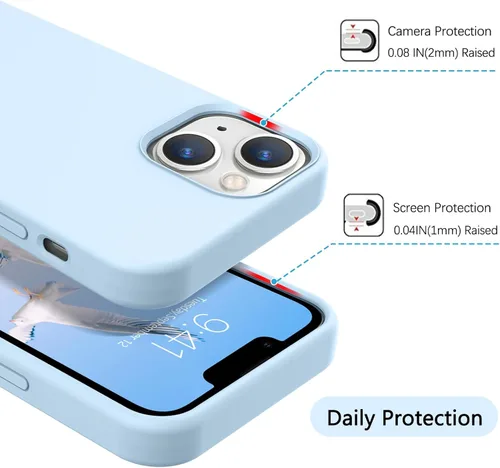 Vista 4 de GUAGUA Funda para iPhone 13 Mini, iPhone 13 Mini, funda de silicona de gel suave, delgada, ligera, forro de microfibra, textura de cojín a prueba